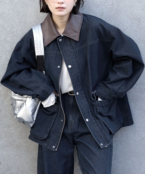 日本🇯🇵連線 MONO-MART 翻領撞色鈕扣牛仔外套 復古 寬鬆 夾克 外套 牛仔外套 撞色 外搭 鈕扣外套 5色(任買兩件711免運)/預購