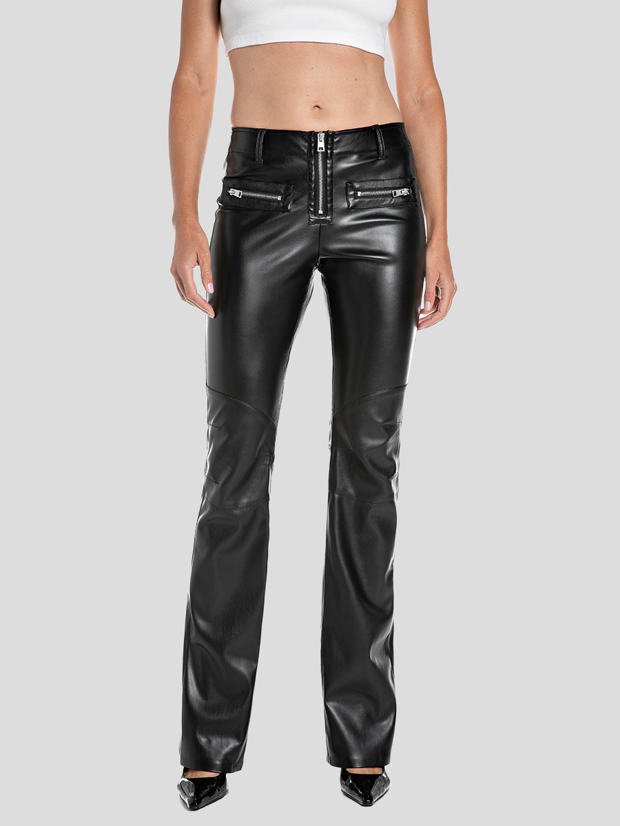 Replay 修身靴型仿皮皮褲