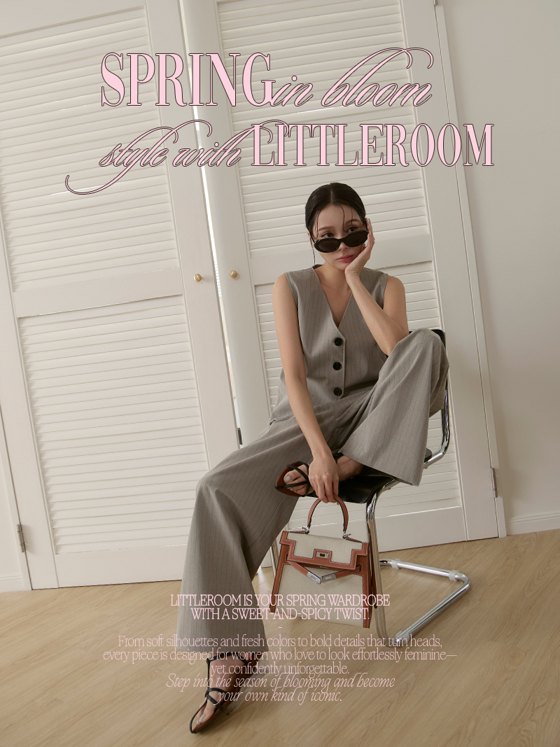 C1797-V領直條背心+長褲SET