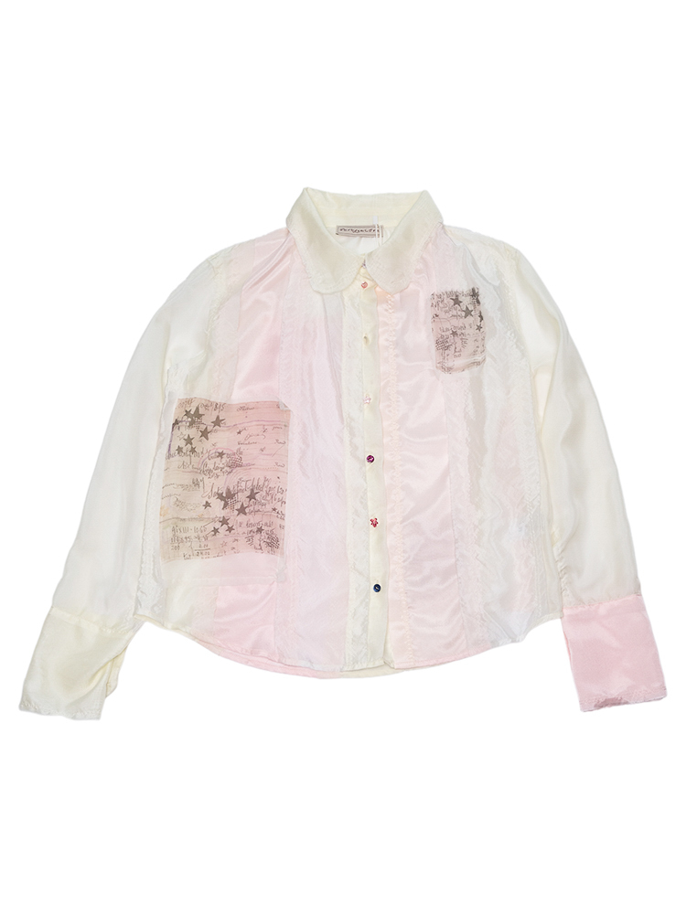Semisheer Patchwork shirt