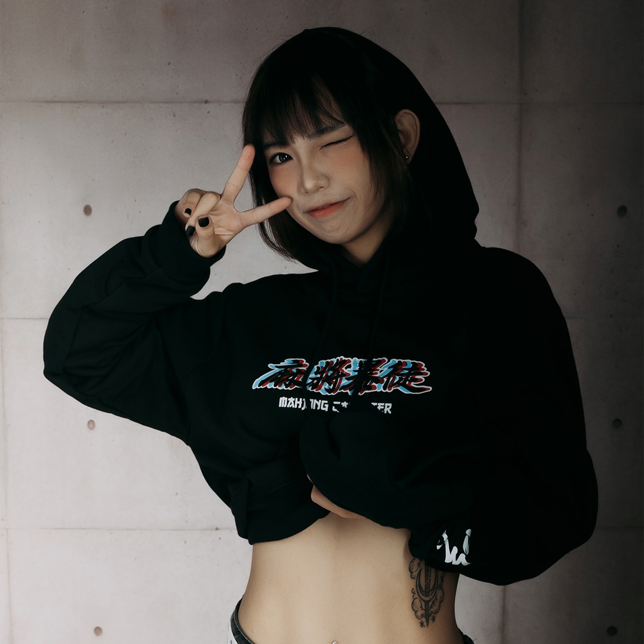 XCTRL x 東方不敗錯視紅中帽T-黑