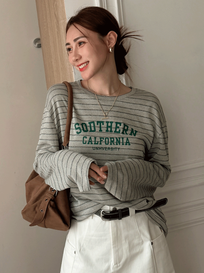 A3305-條紋英字上衣