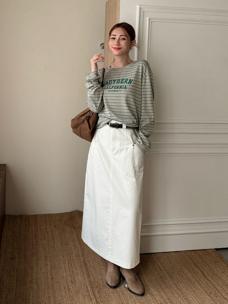 A3305-條紋英字上衣