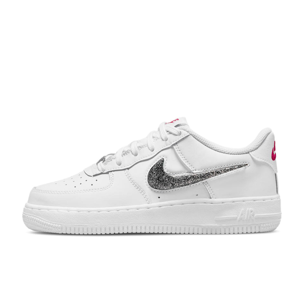 Nike Air Force 1 Low LV8 白底亮粉立體勾 GS 果凍 滿天星 銀勾 休閒鞋 運動鞋 大童鞋 DC9651-100