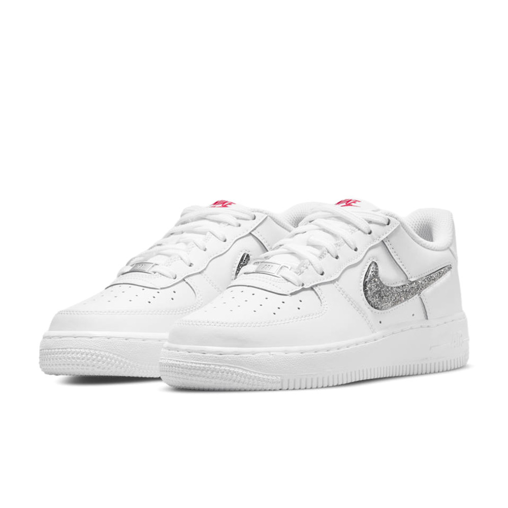 Nike Air Force 1 Low LV8 白底亮粉立體勾 GS 果凍 滿天星 銀勾 休閒鞋 運動鞋 大童鞋 DC9651-100