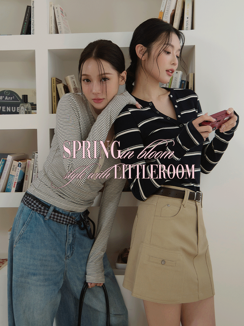 A3325-5釦橫條長袖上衣