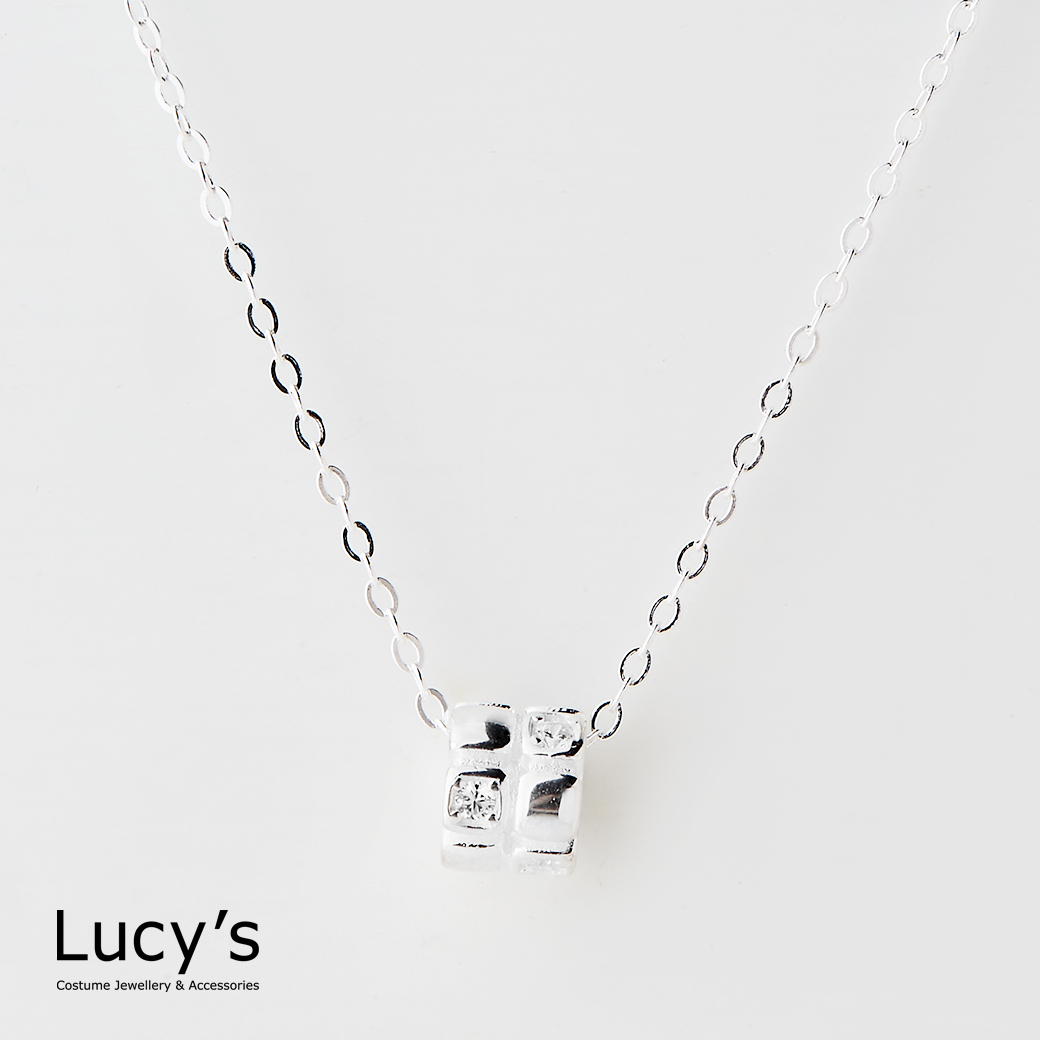 925純銀 微光方磚 項鍊 (126013)