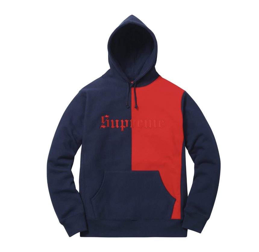 2017AW SUPREME Split Old English Hooded Sweatshirt 刺繡 字體 拼接 帽T 現貨