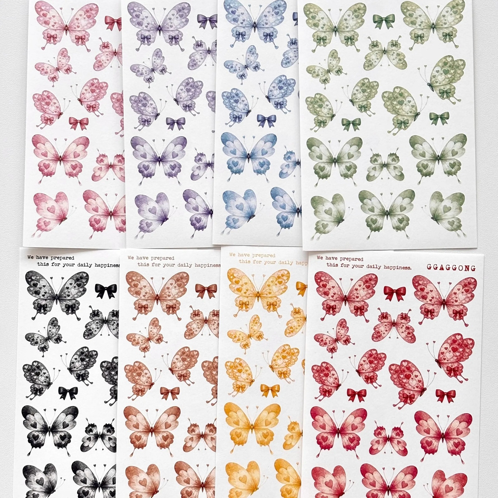 韓國 ggaggong．心型蝴蝶 模造紙貼紙包