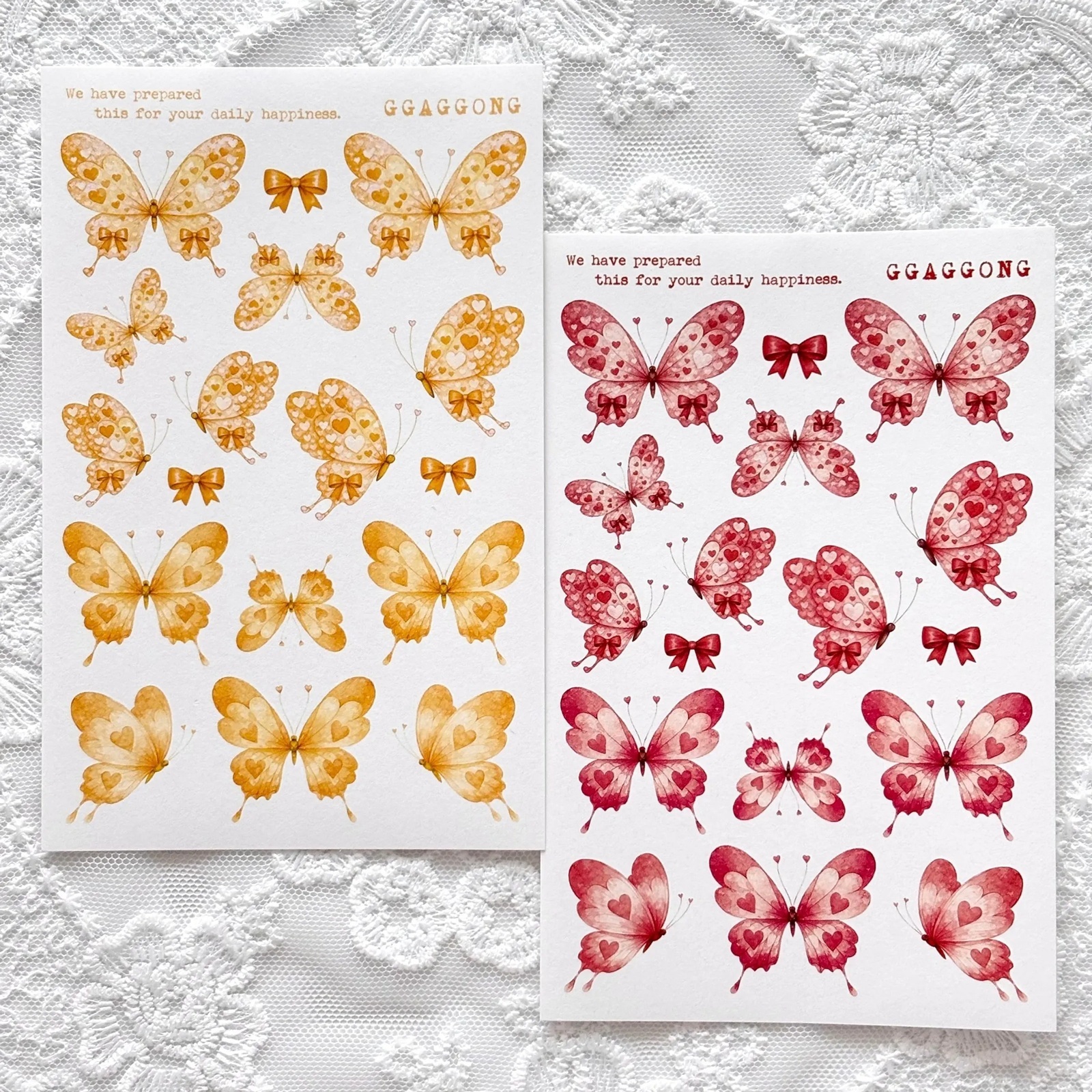 韓國 ggaggong．心型蝴蝶 模造紙貼紙包