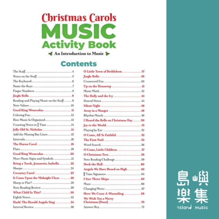 Christmas Carols Music Activity Book