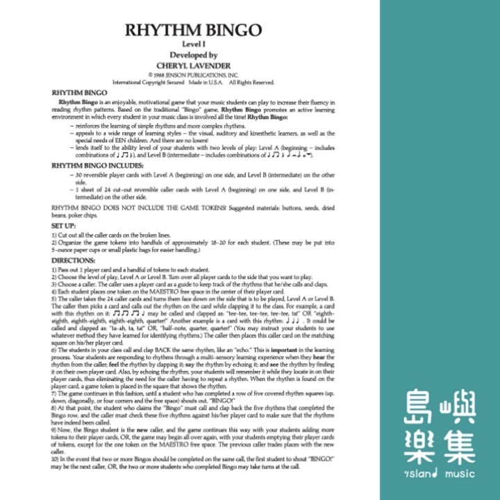 Rhythm Bingo – Level 1