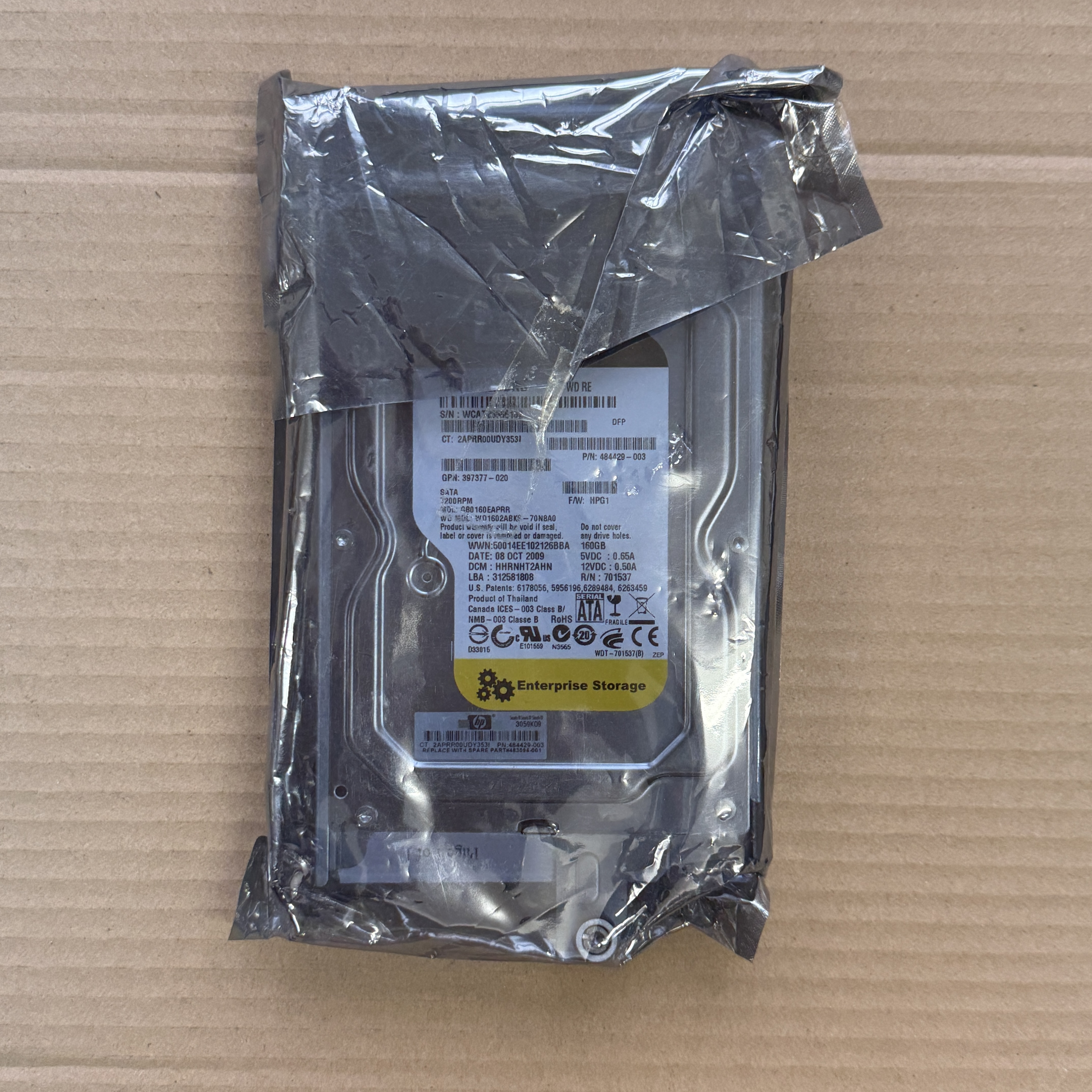 483096-001 HP 3.5" 160GB 7.2K SATA HDD (翻新)