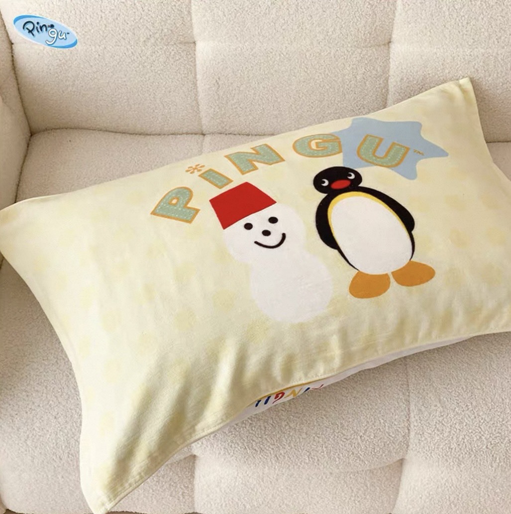 PINGU 企鵝家族 棉質枕頭巾 枕頭套