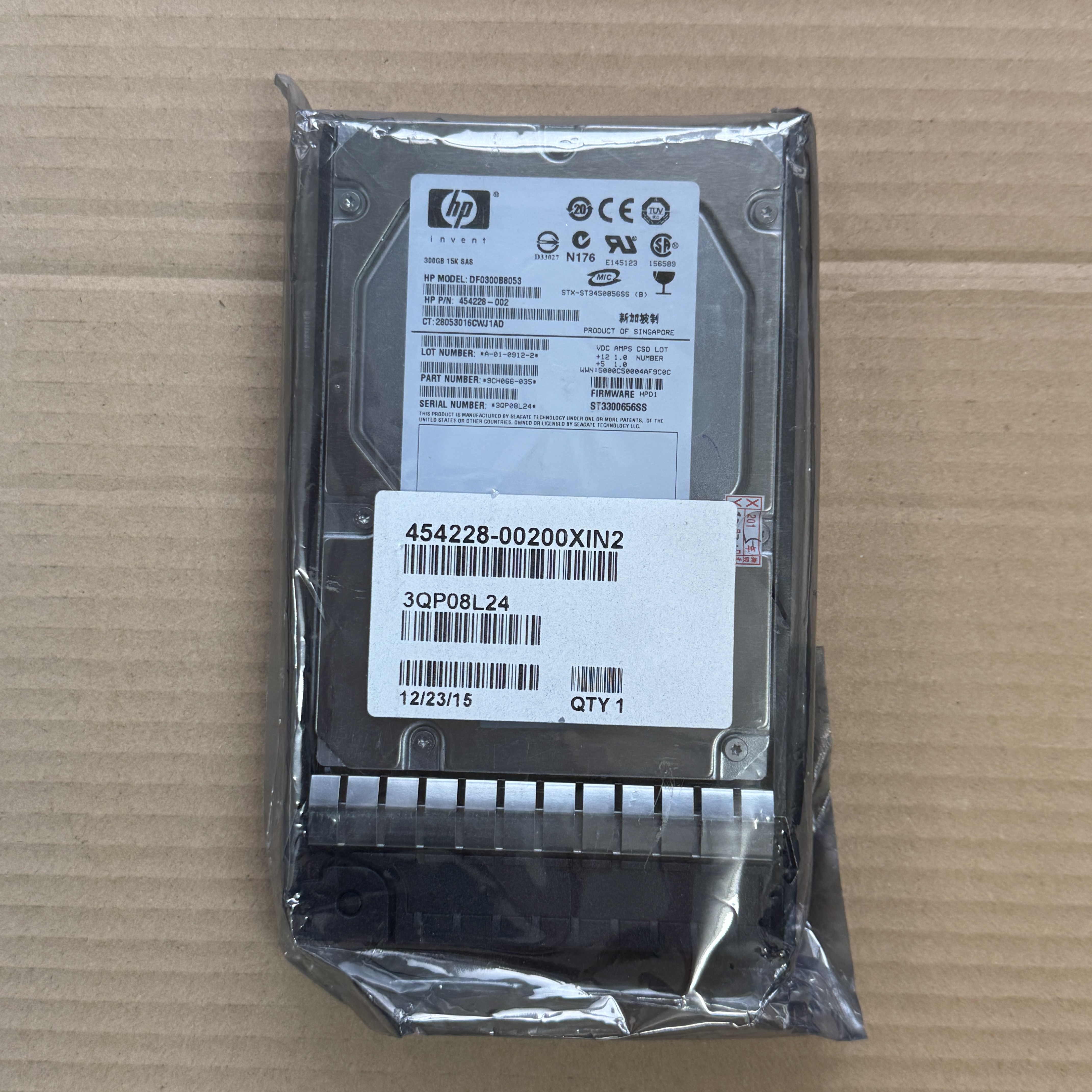 454228-002 CPQ 300GB 15K 3.5" LFF SAS DUAL-PORT HS HDD (翻新)
