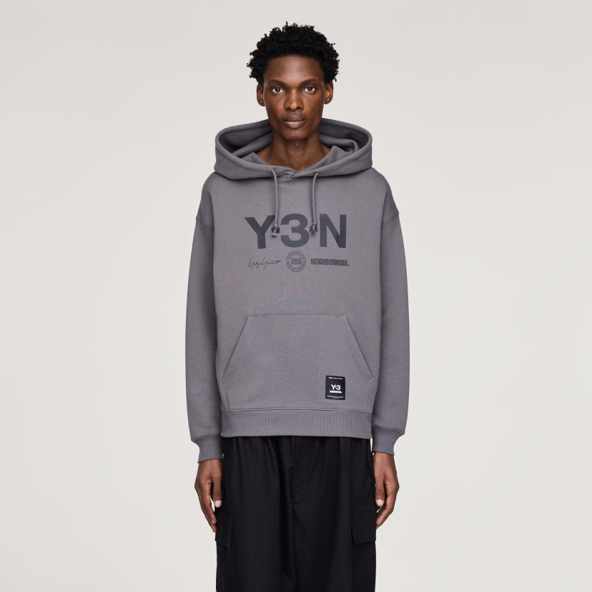 【 Y-3 x NBHD GRAPHIC HOODIE 限定連帽長TEE - 灰 】