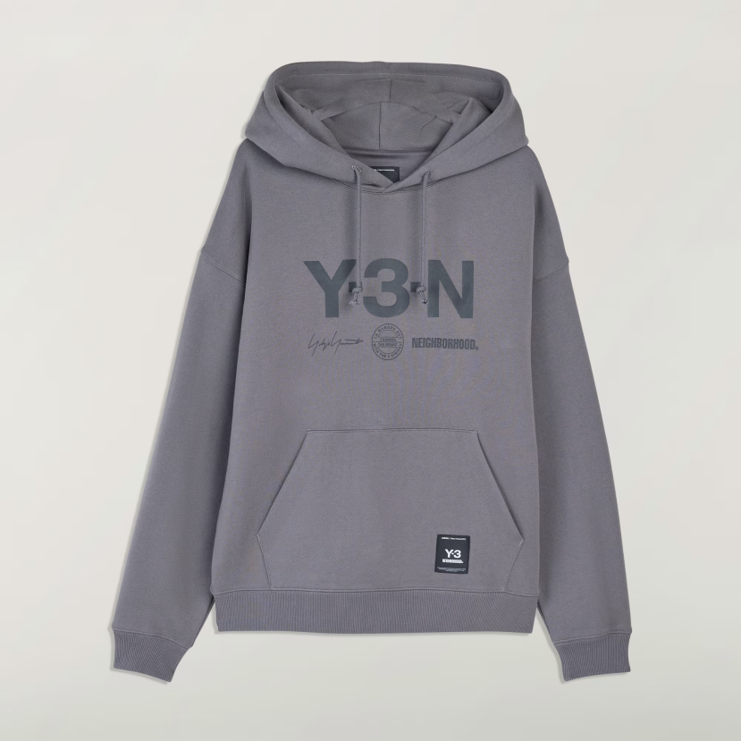 【 Y-3 x NBHD GRAPHIC HOODIE 限定連帽長TEE - 灰 】