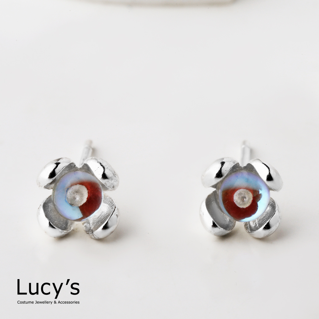 925純銀 琉璃花苞 耳環 (123227)