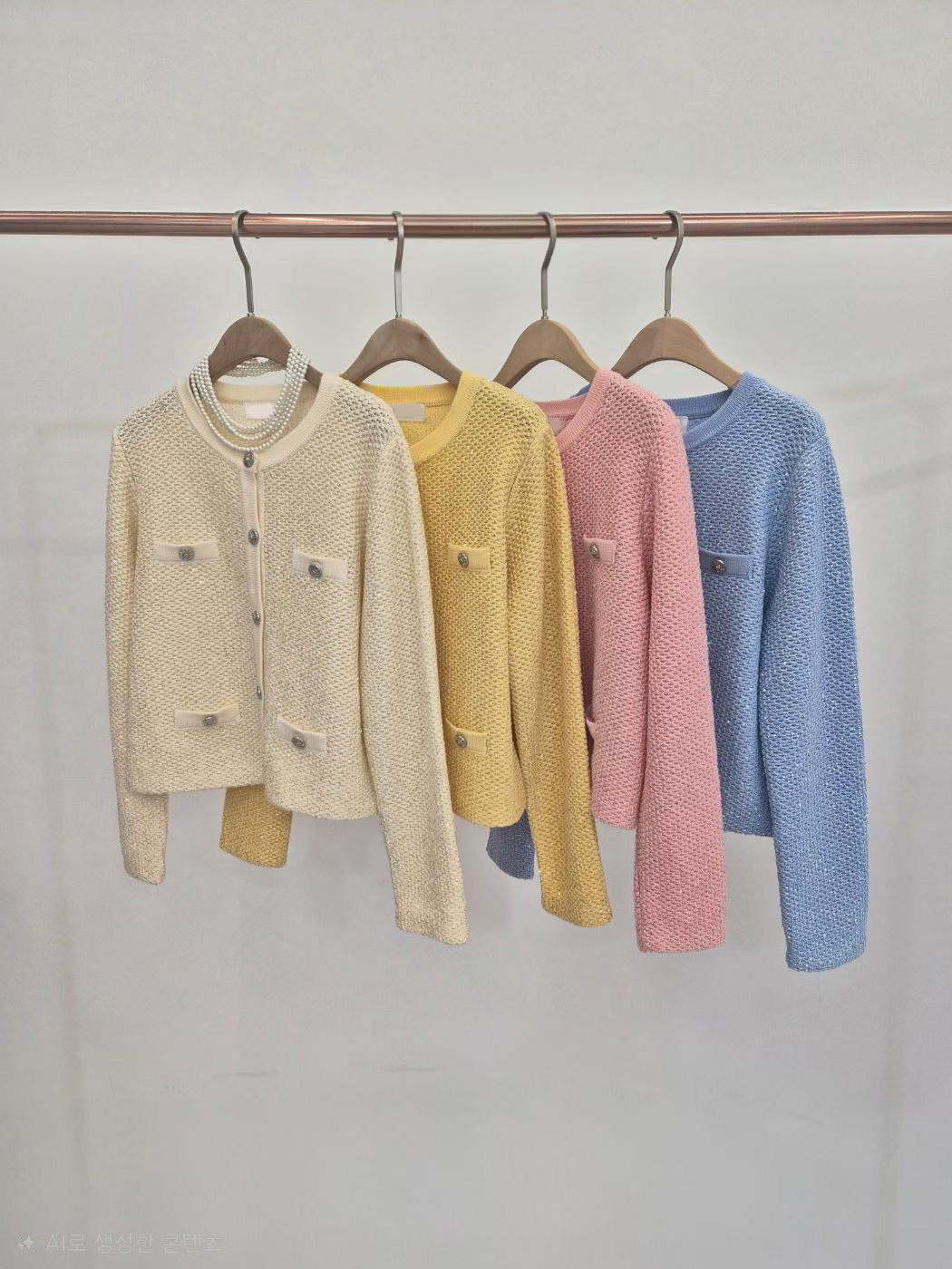 繽紛色系精緻排釦圓領織紋感外套 / 4色