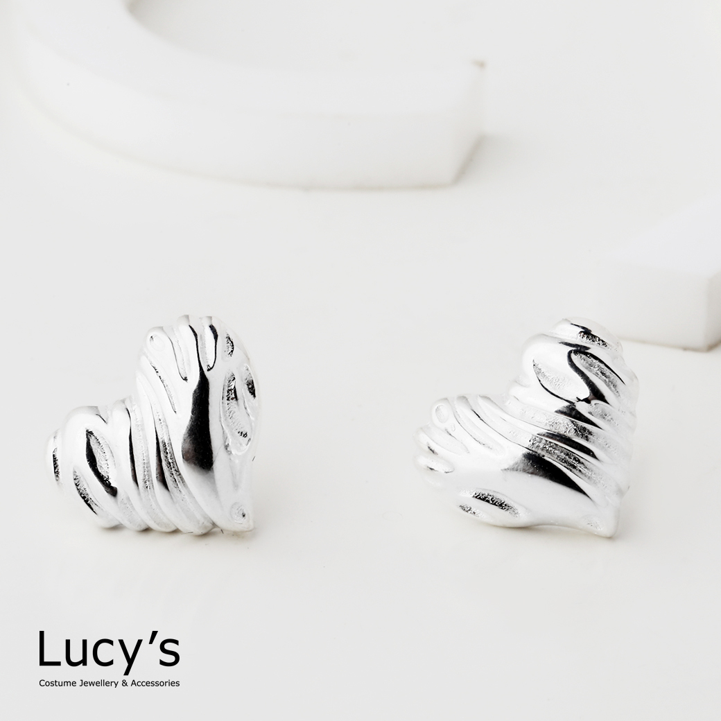 925純銀 熔岩愛心 耳環 (125630)