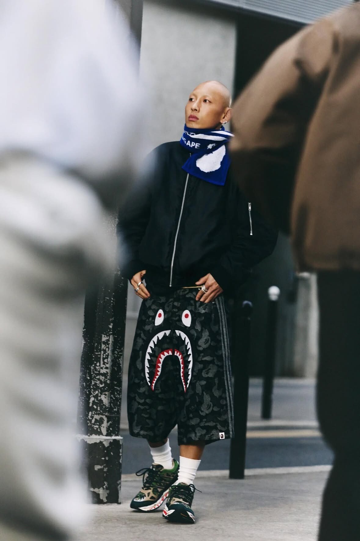 BAPE X ADIDAS 聯名款丹寧牛仔七分褲