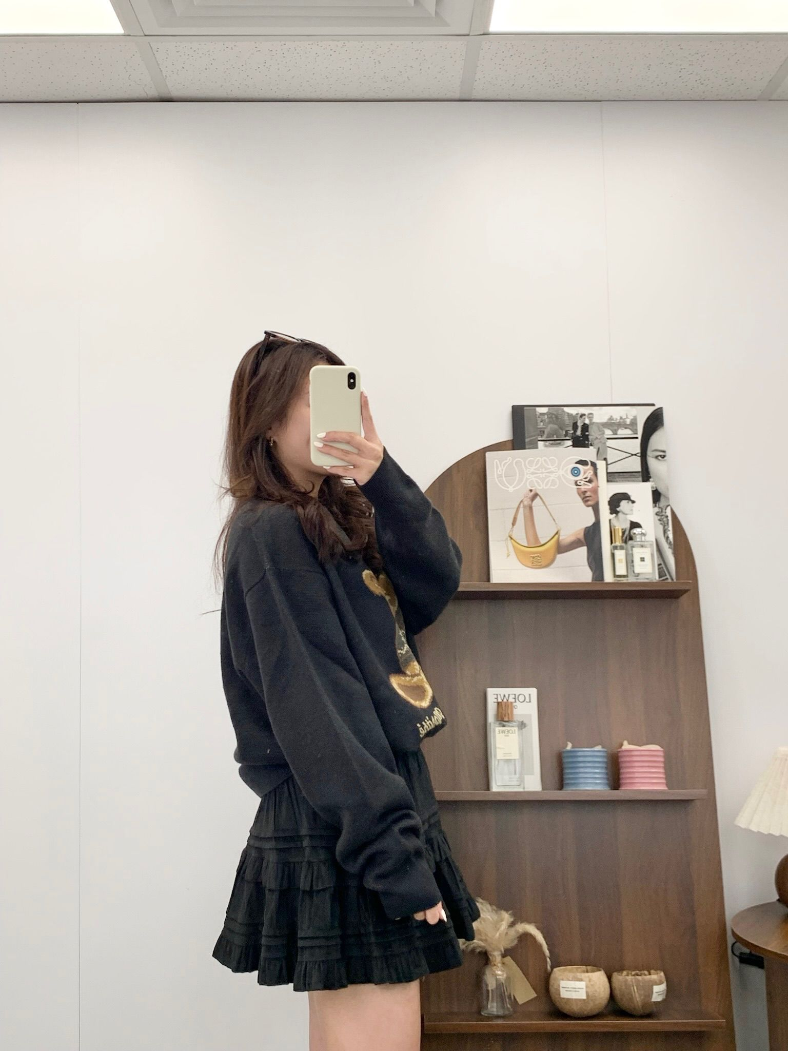 絨面橡筋腰蛋糕裙(黑色)