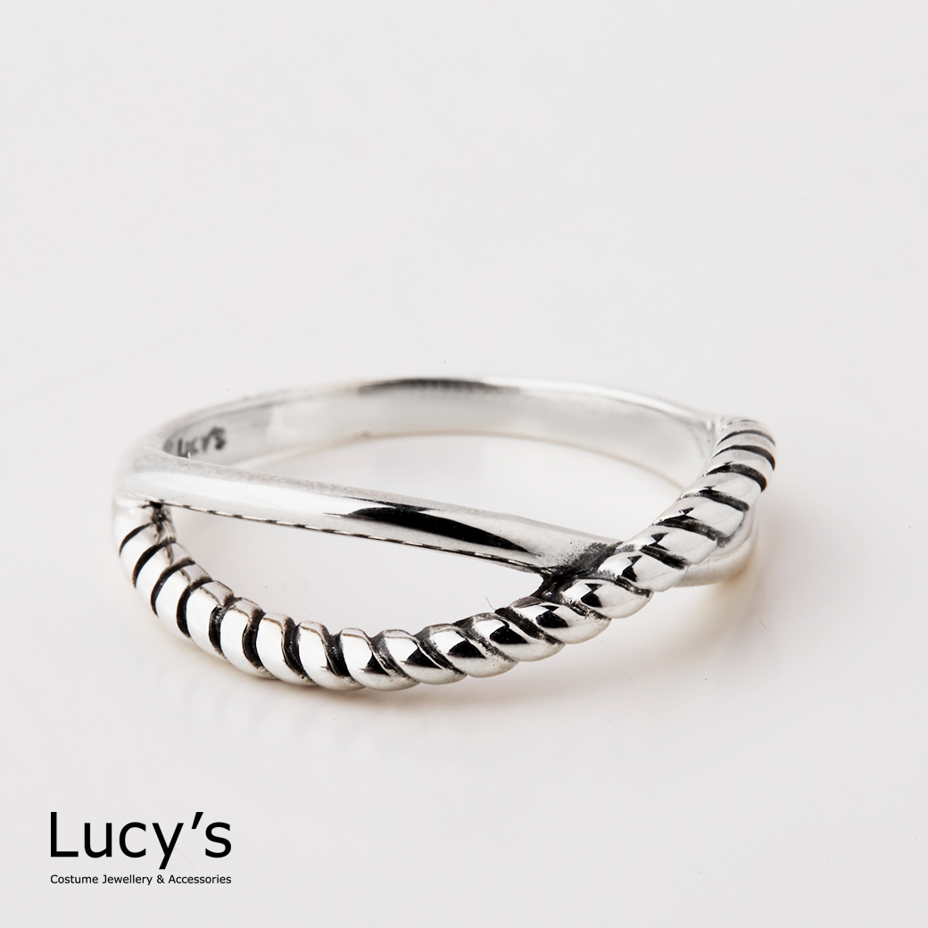 925純銀 線繩交織 硫化戒指 (116024)