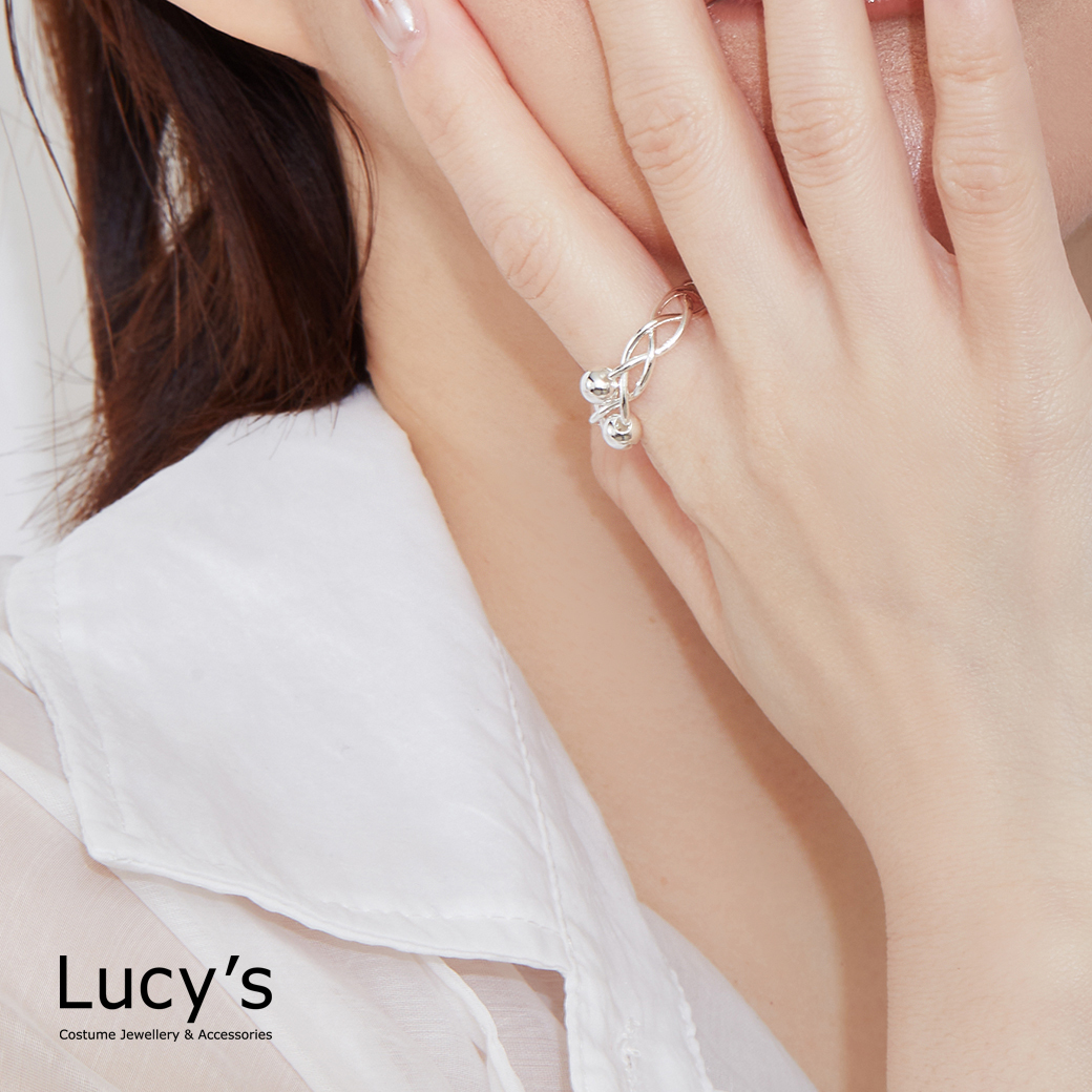 銀珠交錯 開口戒 (125822)