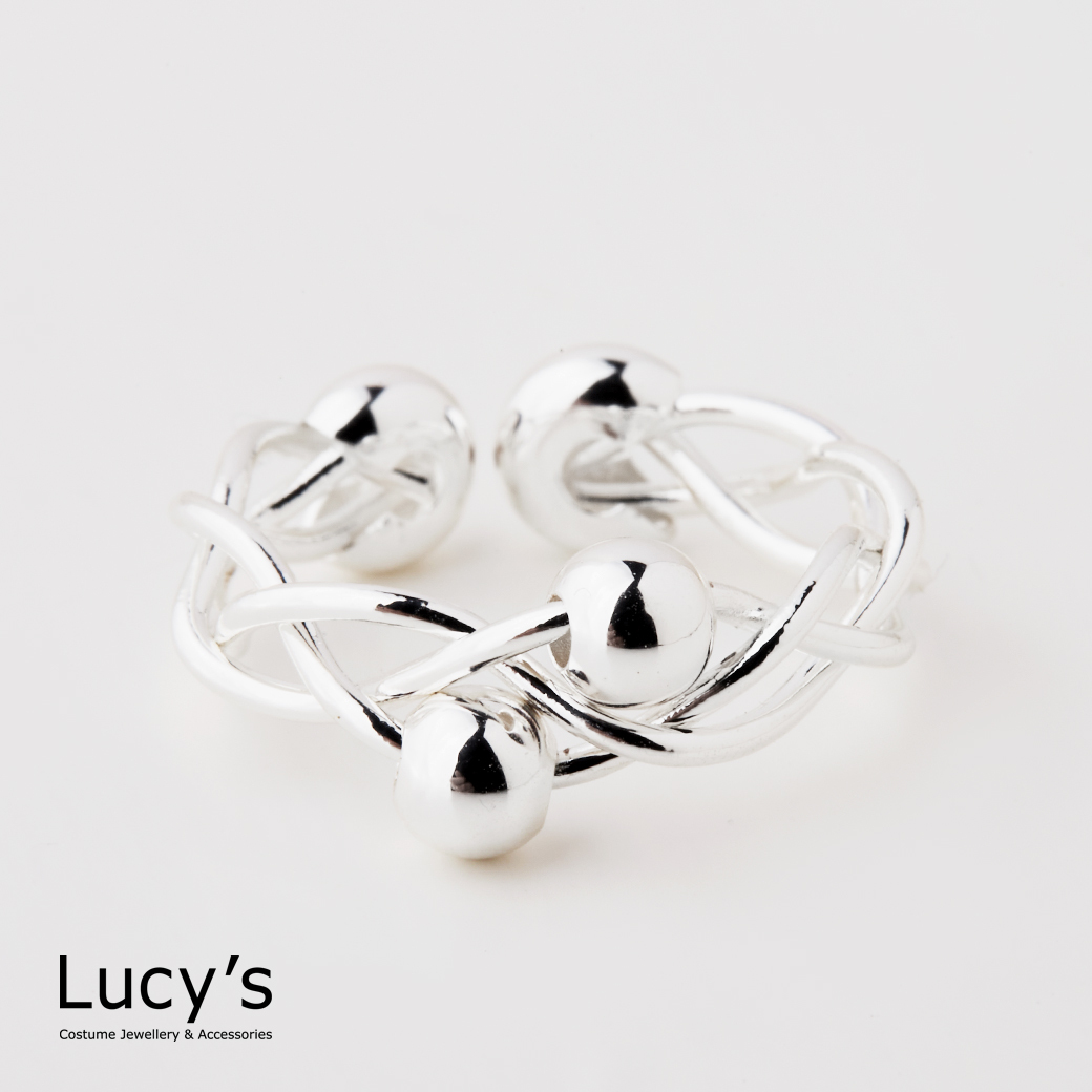 銀珠交錯 開口戒 (125822)