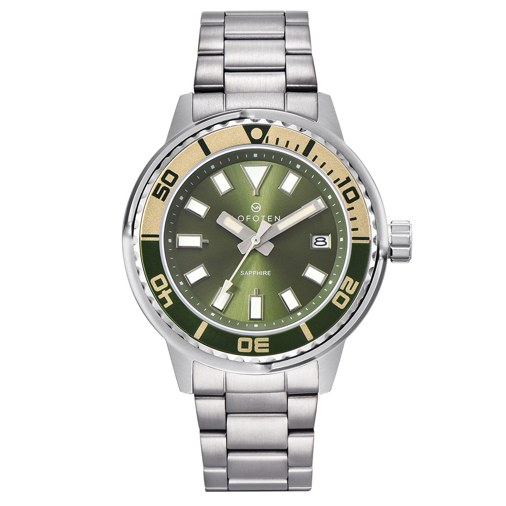 【Lofoten 羅斐頓】 F-6528M 銀綠 經典 簡約 夜光 日期顯示 藍寶石玻璃 不鏽鋼 手錶