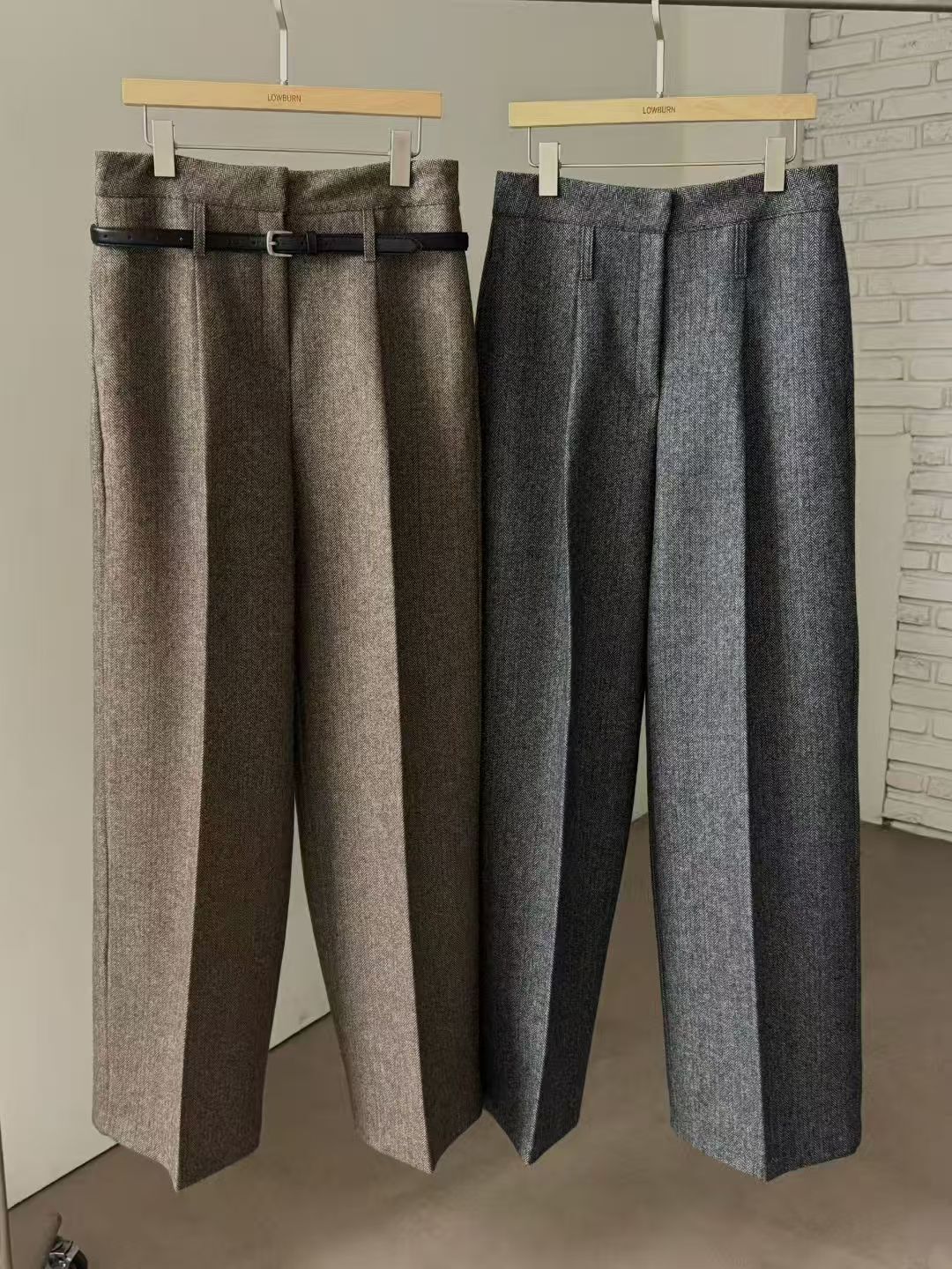 LN5516 連皮帶壓線直筒西褲 *特價* (充值購物金不適用)