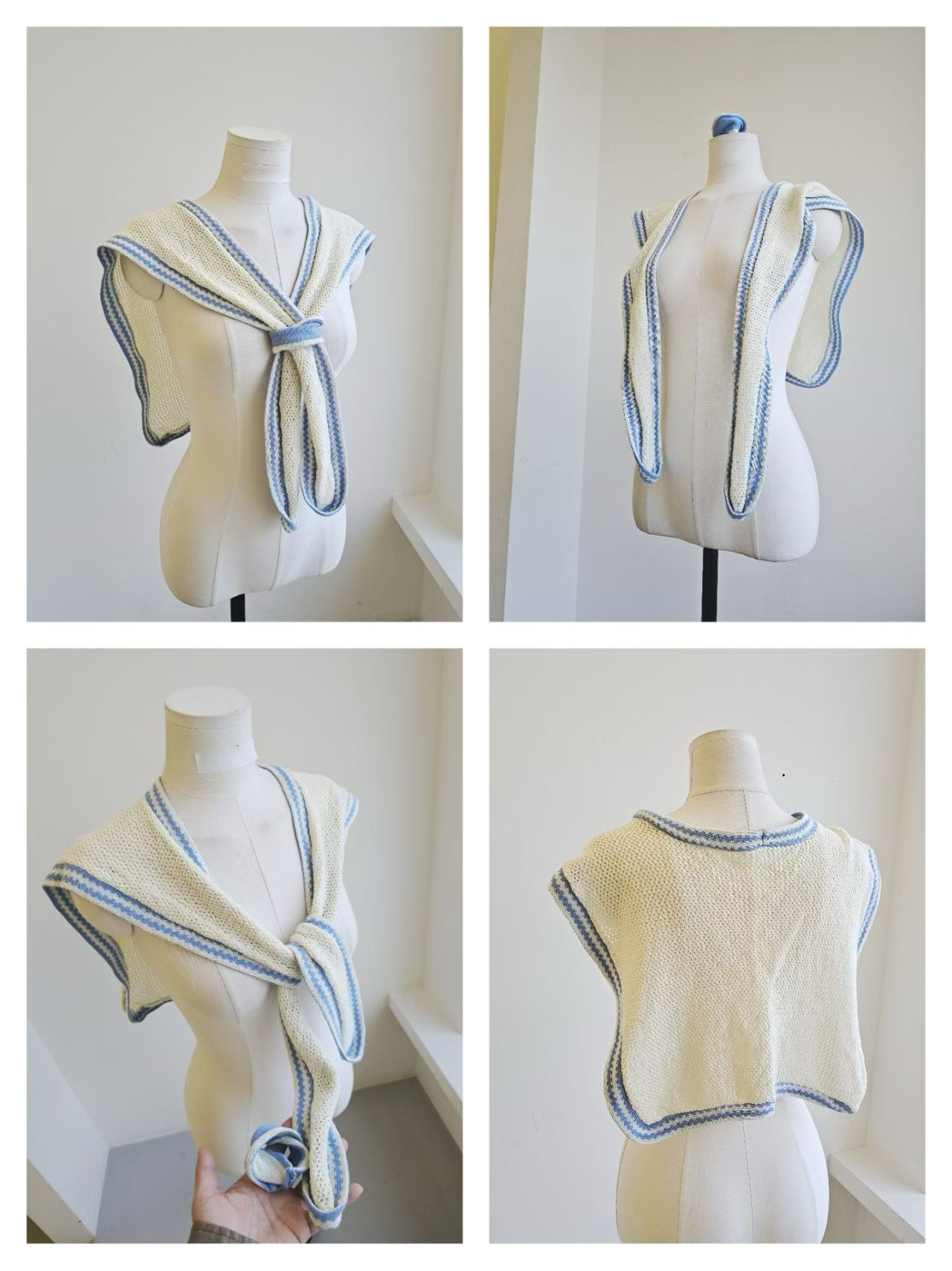 水手領針織披肩