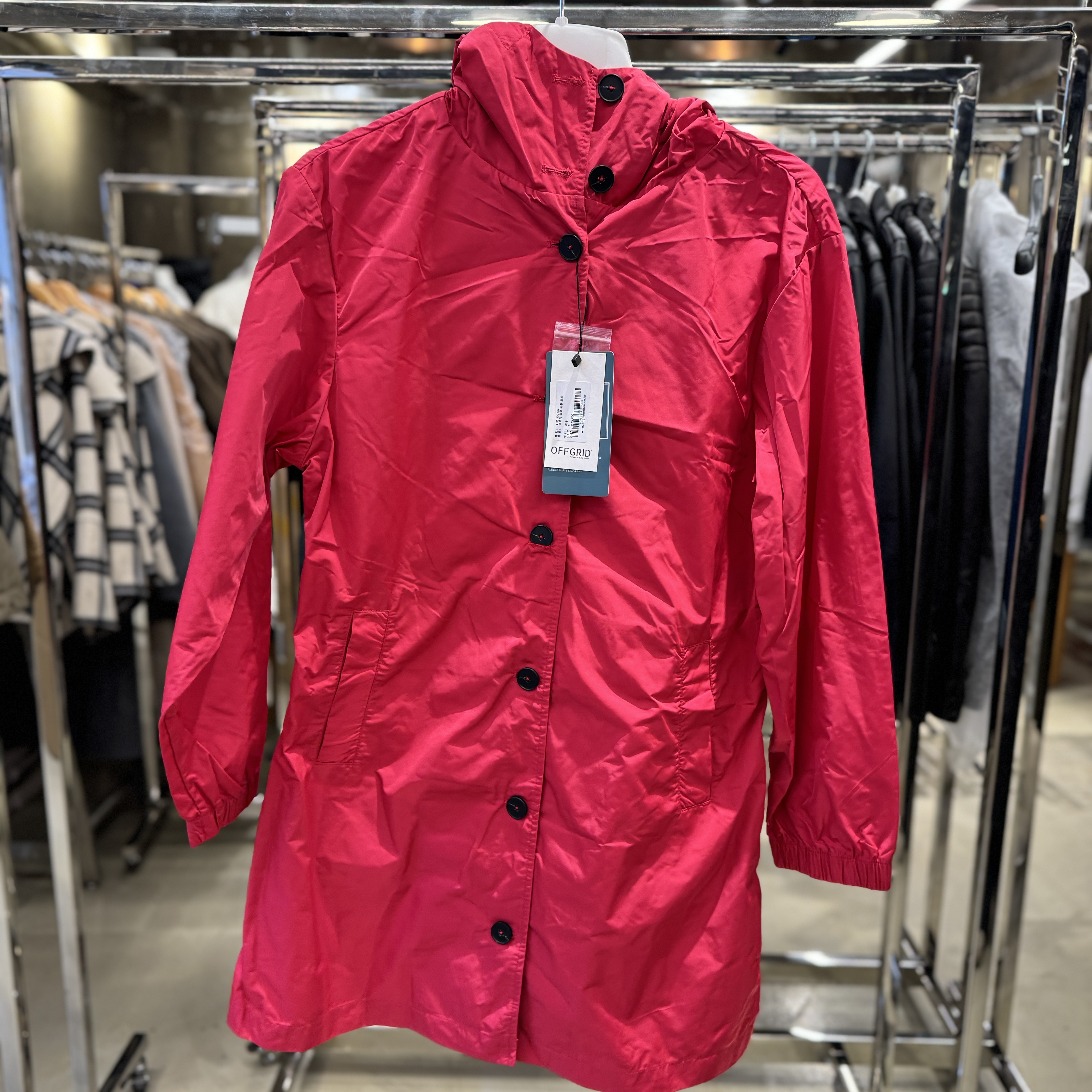 HOT-LLG0210-048 21Q1OG142-PINK (S/M/L) 粉紅色長身鈕款風褸L  SIZE (A48)