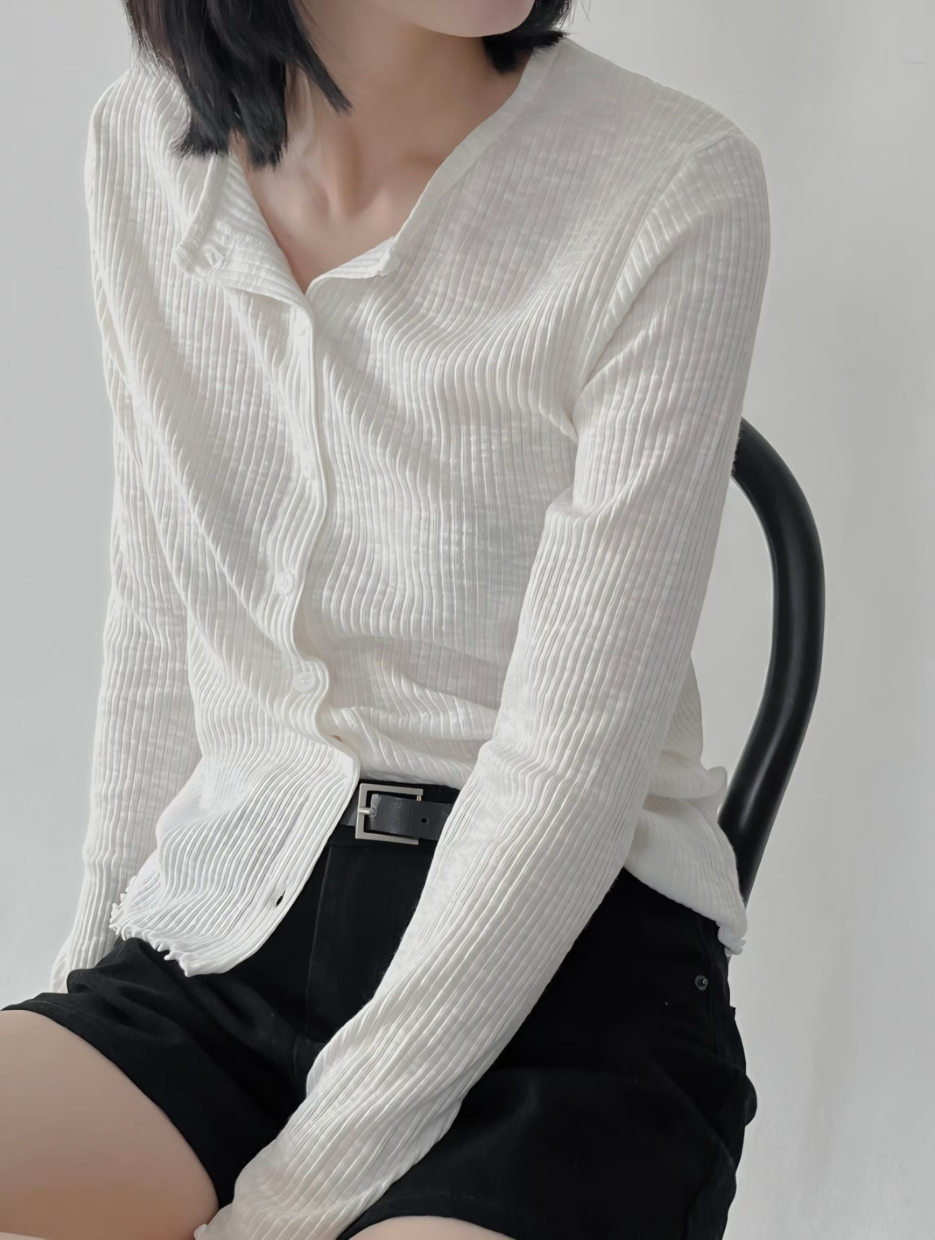 木耳邊棉質開胸top