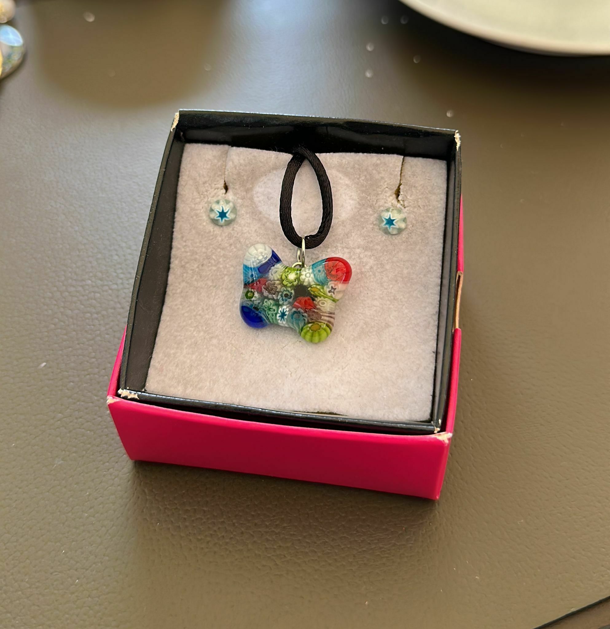 HOT-LLG0210-150 murano 蝴蝶形 彩色吊咀 耳環 (A150)