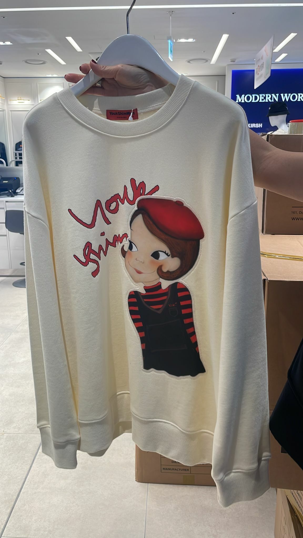 HOT-LLG0210-190 白色無帽衛衣 F SIZE (A190)