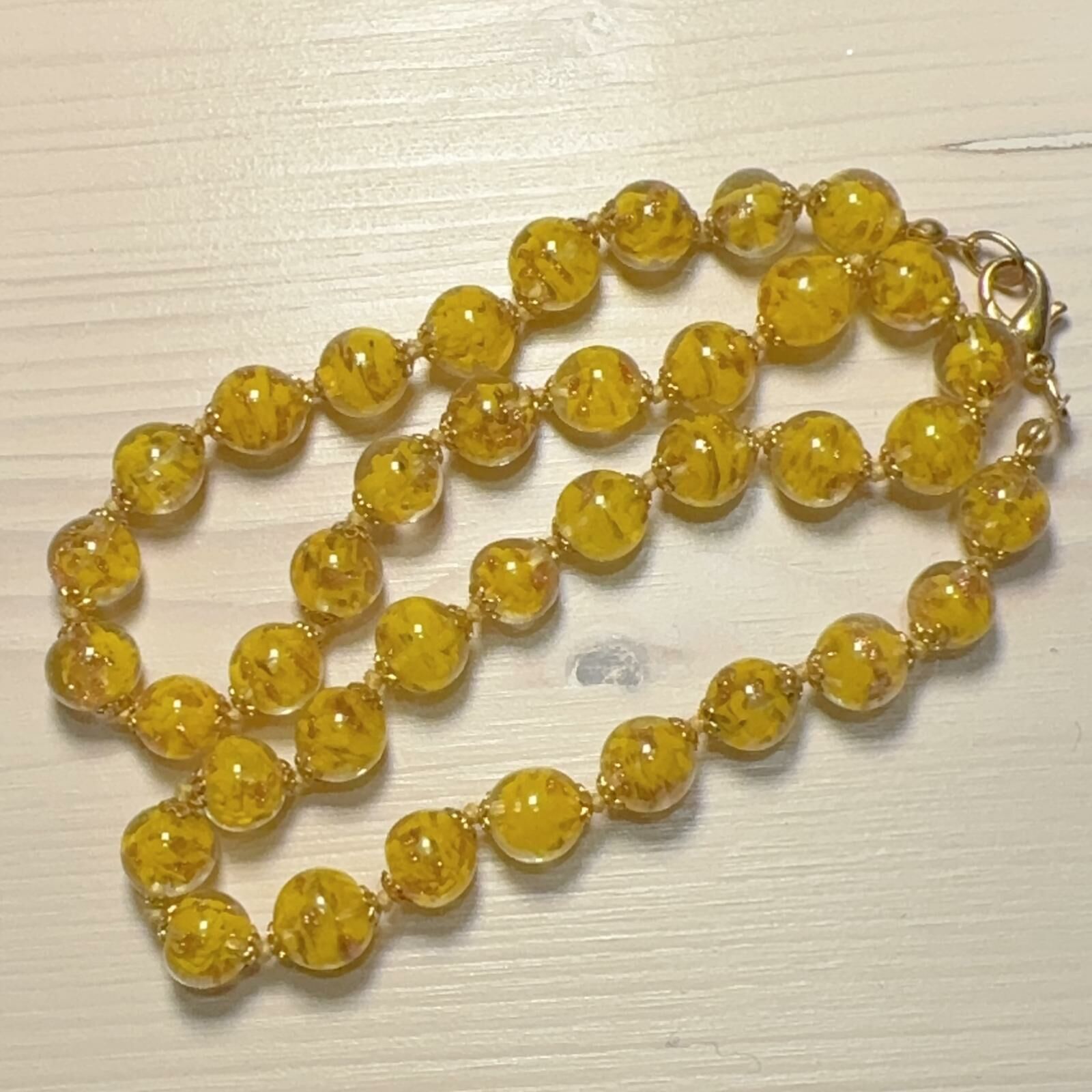 HOT-LLG0210-252 短裝玻璃珠頸鍊 黃色 (A252)