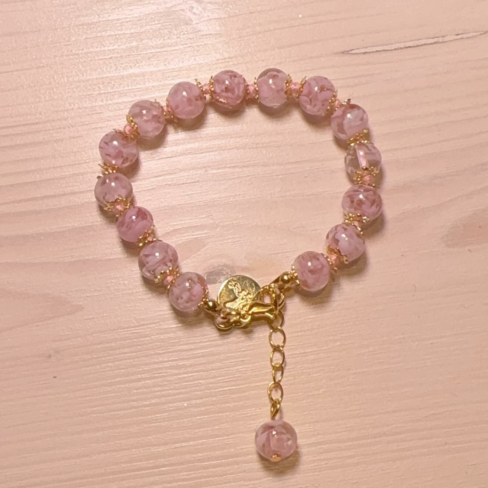 HOT-LLG0210-260 細玻璃珠手鏈 粉紅色 (A260)