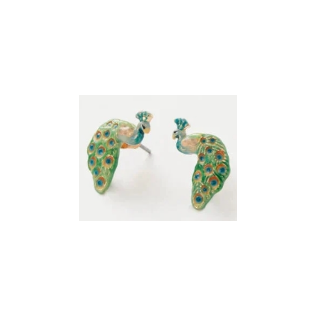 HOT-LLG0210-387 EEnamel Peacock Earrings (B81)