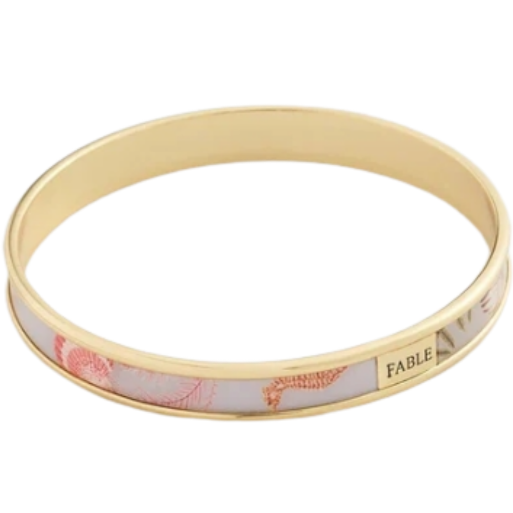 HOT-LLG0210-389 Whispering Sands Gold Plated Printed Bangle - Blue (B83)