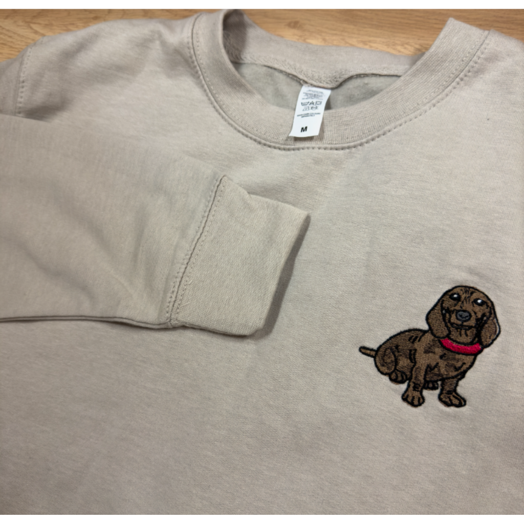 HOT-LLG0210-380 米杏色圓領狗狗衛衣 M (B74)