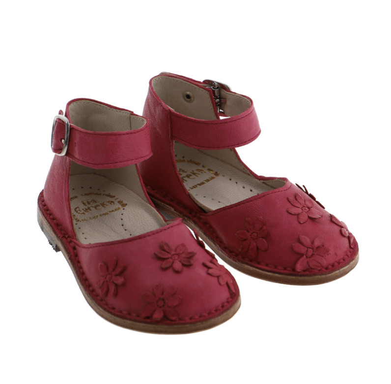 (預購) EUREKA 真皮小花踝釦皮鞋