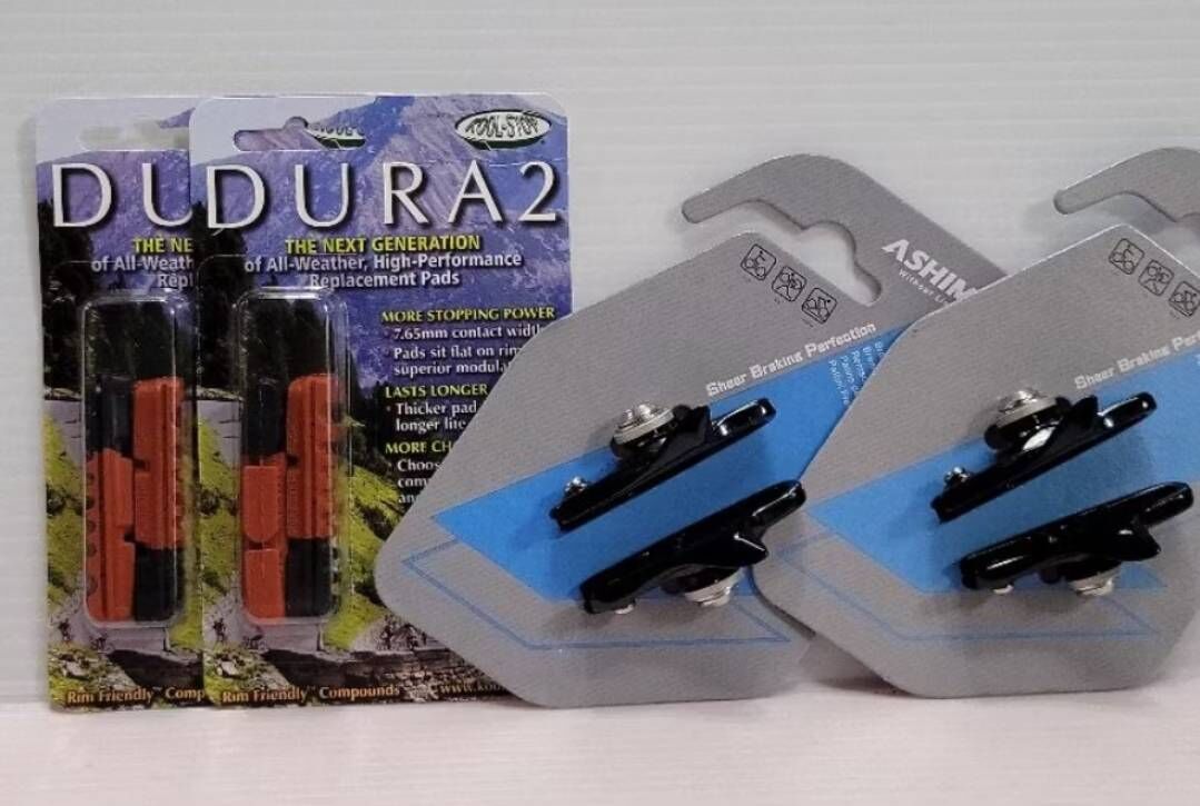 (剎車皮含座) 美國 KOOL STOP DURA2 第二代晴雨兩用剎車皮+ASHIMA 公路車夾器剎車座 煞車皮 可替換式 煞車塊 跑車 公路車 全天候 乾溼晴雨 雙色混和材質