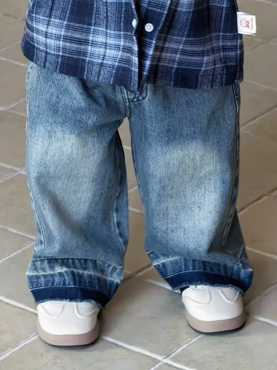 韓式褲管漸層牛仔褲