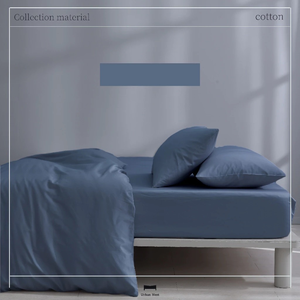 精梳棉 300織床包枕套組 (雪霜藍)