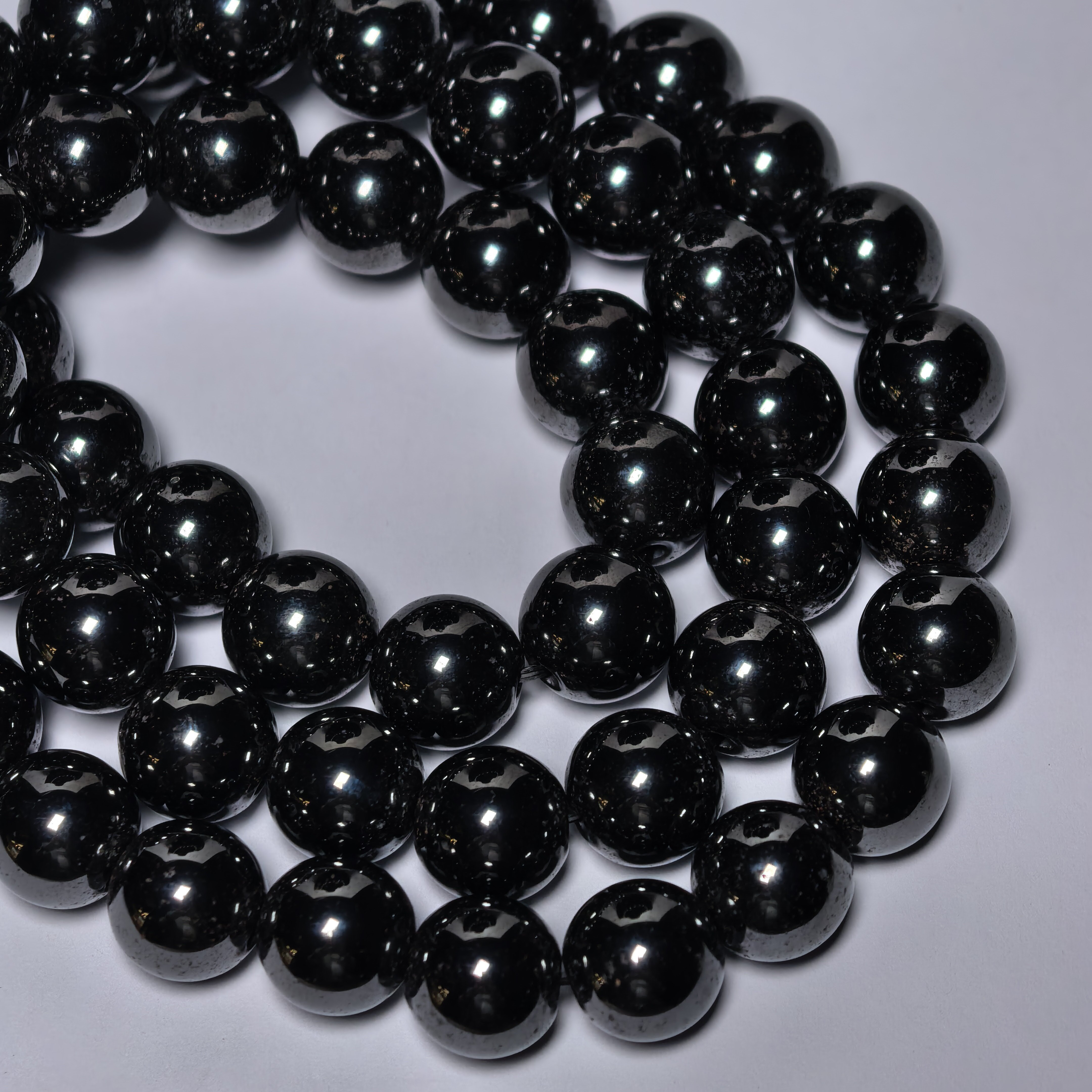 黑膽石三圈手串10m+