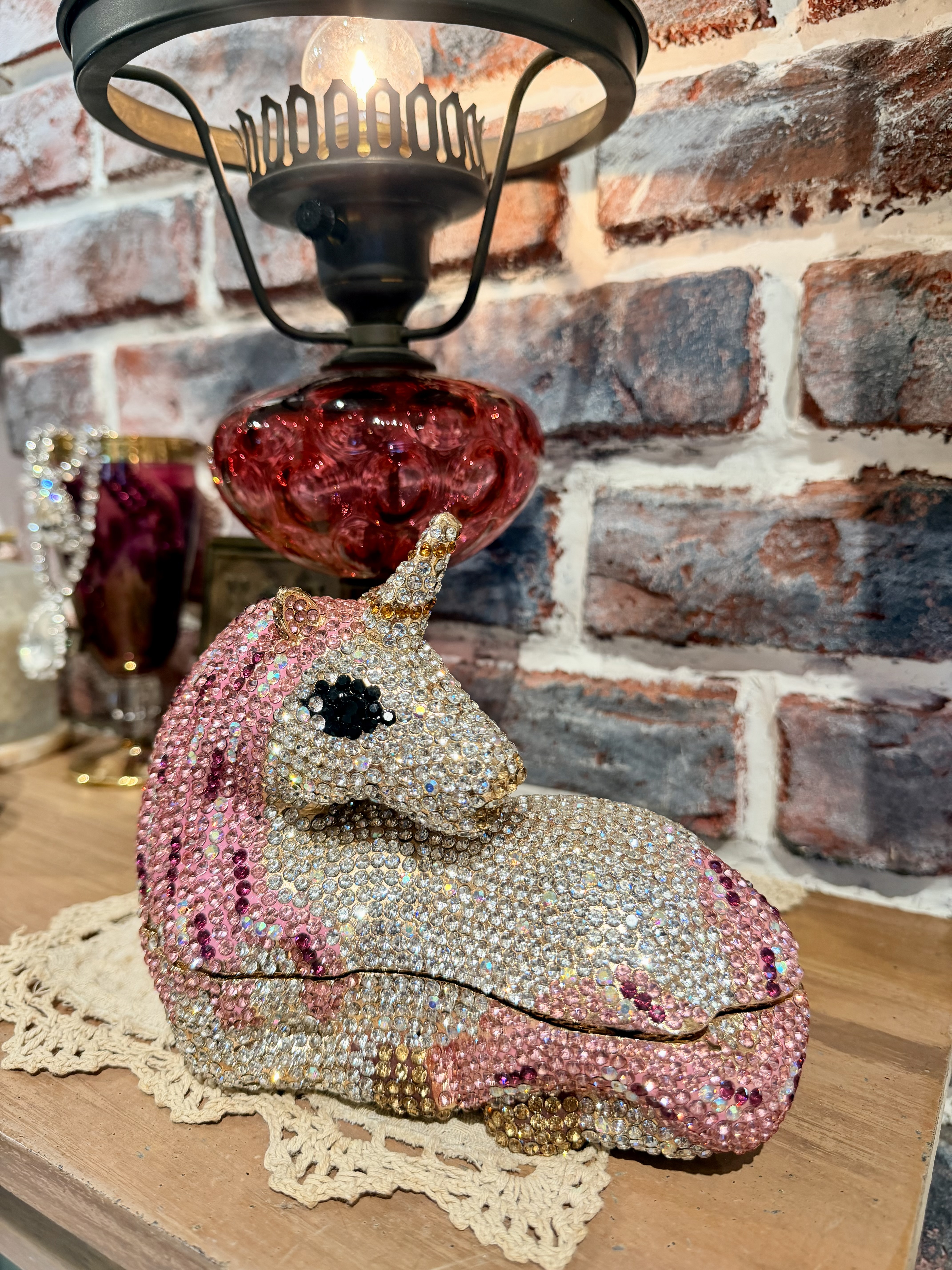 Pink Unicorn 粉紅色水鑽獨角獸鍊條包包