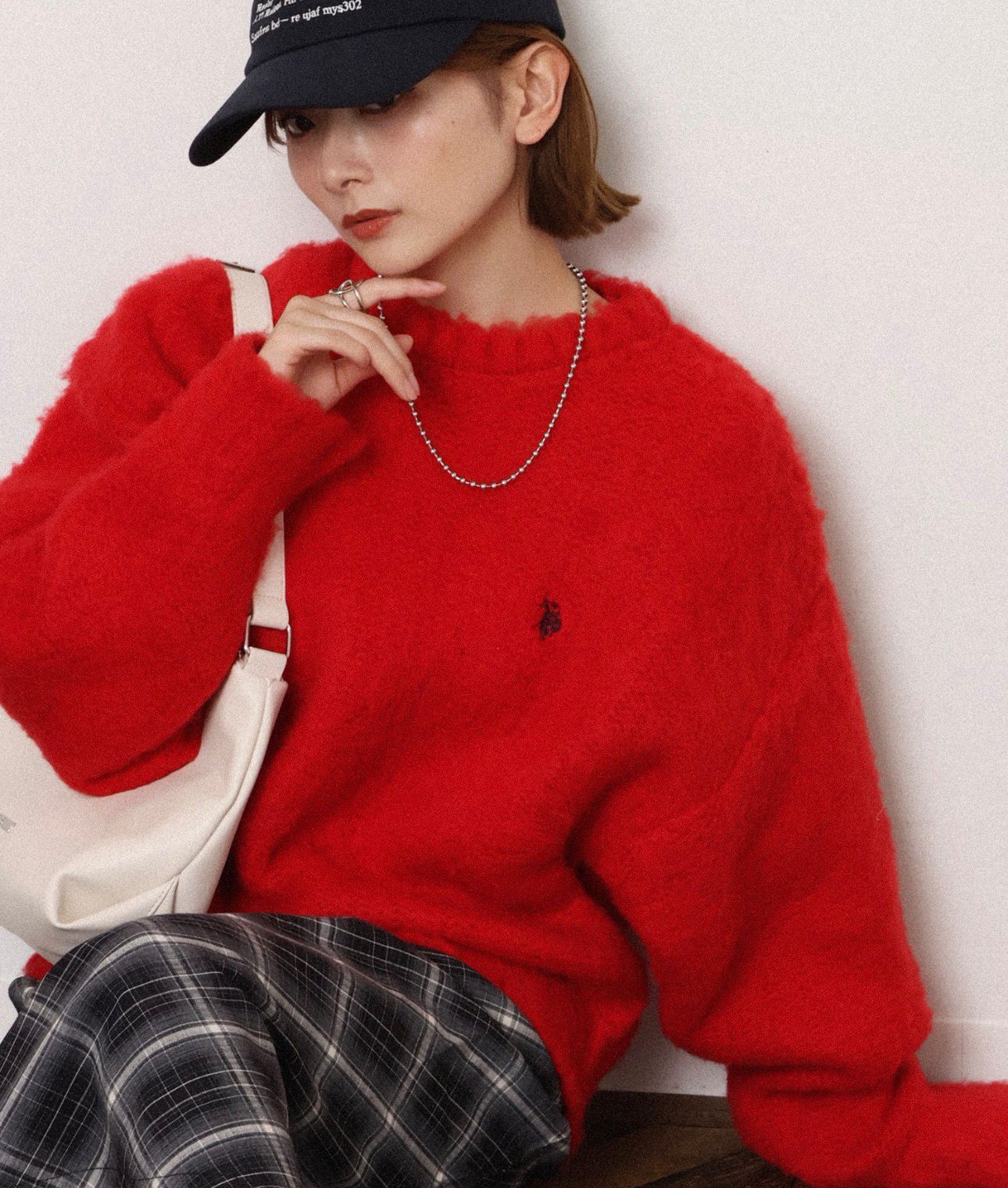 【預購】JN0210101 U.S. POLO ASSN. 復古紅蓬鬆感針織毛衣