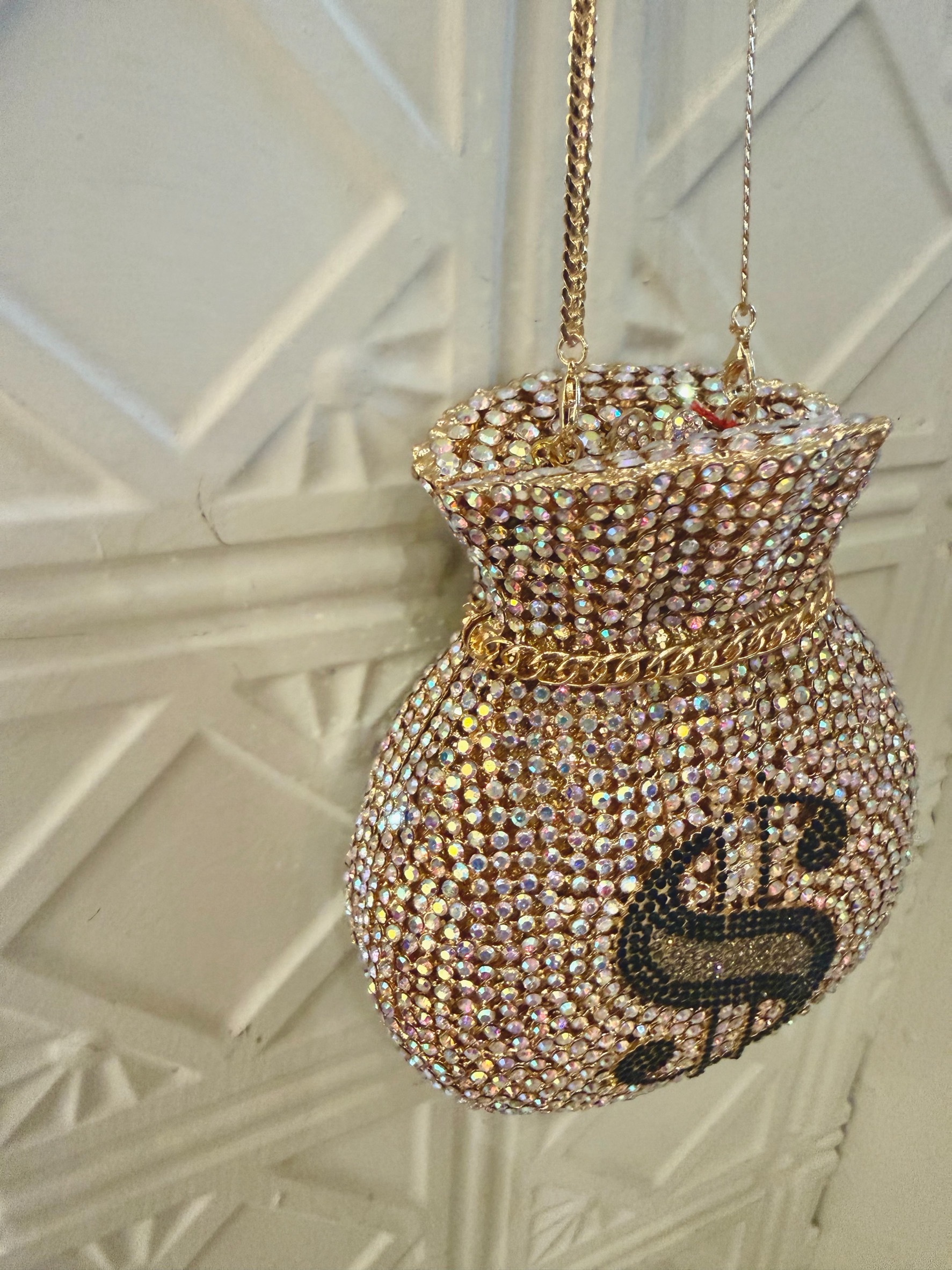 Party Glam 金錢符號水鑽鍊條包包