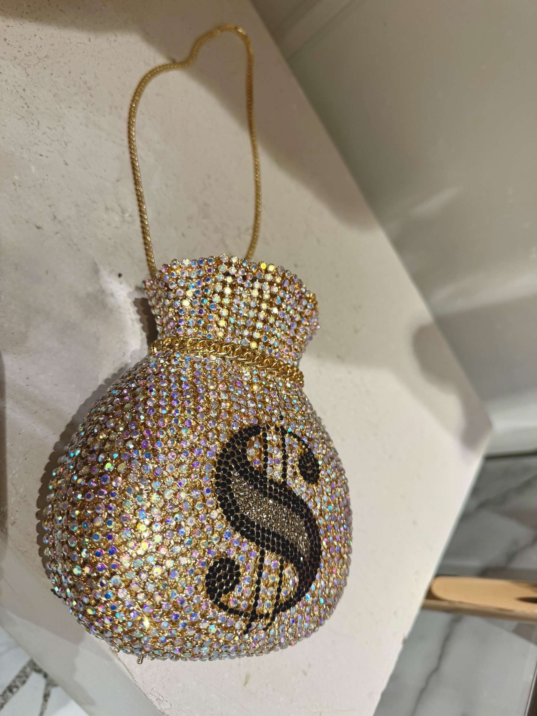 Party Glam 金錢符號水鑽鍊條包包